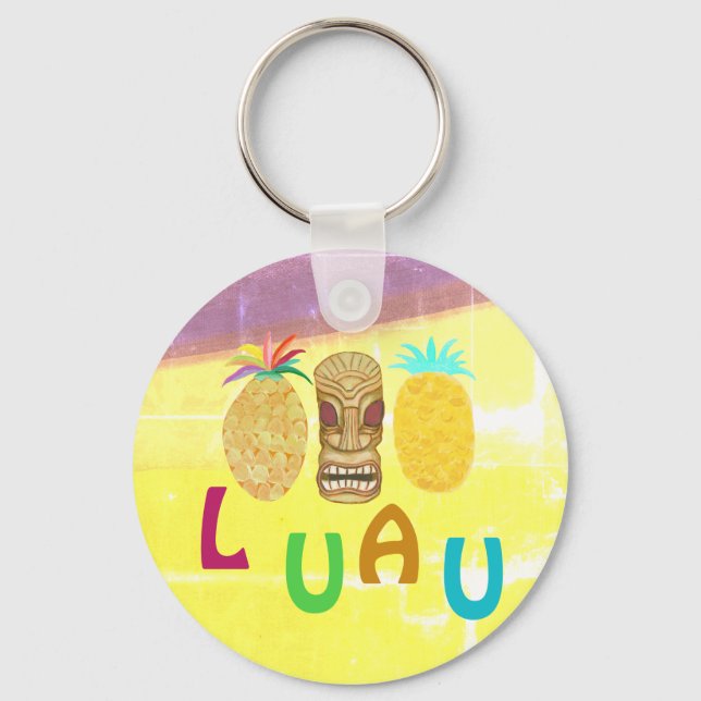 Summer Tiki Pineapple Luau Key Ring (Front)