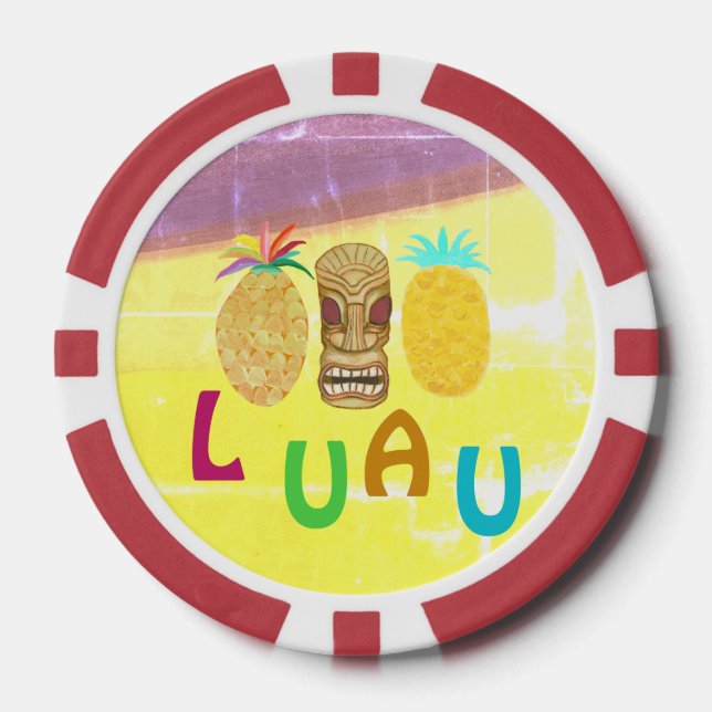 Summer Tiki Pineapple Luau Poker Chips (Front)