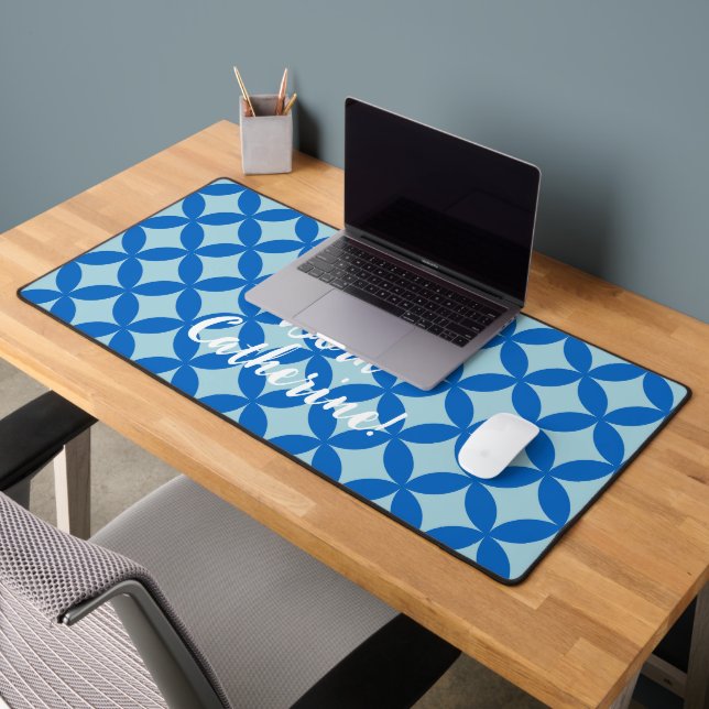 Summer tile with azure circles on baby blue desk mat (Office 2)