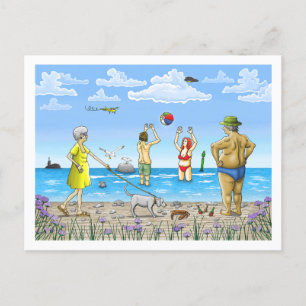 Summer time at the beach postcard