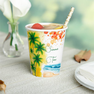 “Summer Time” beach design Paper Cups