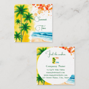 “Summer Time” beach design Square Business Card