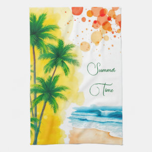 “Summer Time” beach design Tea Towel