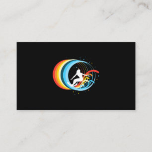 Summer Time Beach Retro Surfing Woman Surfer Business Card