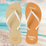 Summer Time Beach Time Named Jandals<br><div class="desc">Summer Time Beach Time Named Design. This unique design has two different colours, light brown and orange. The text on the bottom right is "SUMMER TIME" and text on the bottom left is "BEACH TIME". You can always change it to your own text. To make it more trendy, you can...</div>