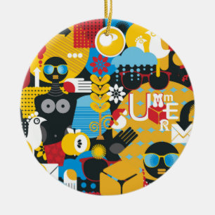 Summer time ceramic tree decoration