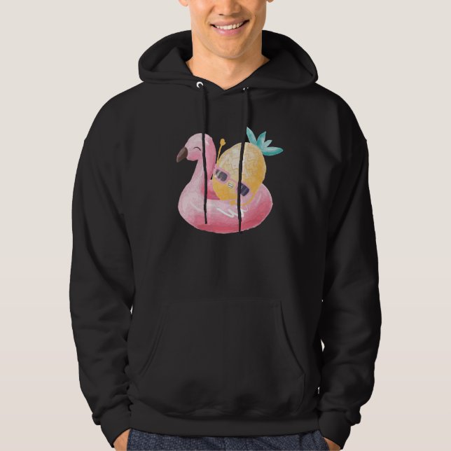 Summer Time Fun With Pineapple And Flamingo Hoodie (Front)