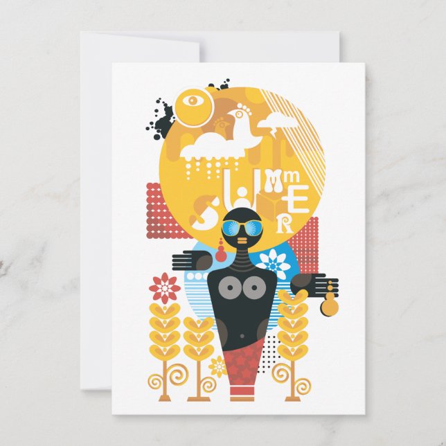 Summer time girl invitation (Front)