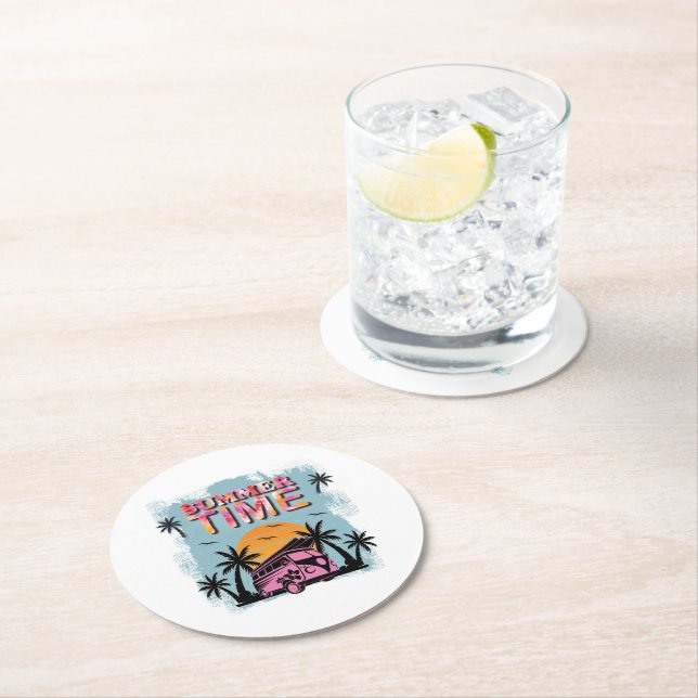 Summer Time Round Paper Coaster (Insitu)