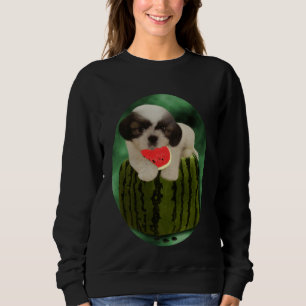 Summer Time Shih Tzu Puppy Enjoying The Taste Of W Sweatshirt