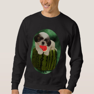 Summer Time Shih Tzu Puppy Enjoying The Taste Of W Sweatshirt
