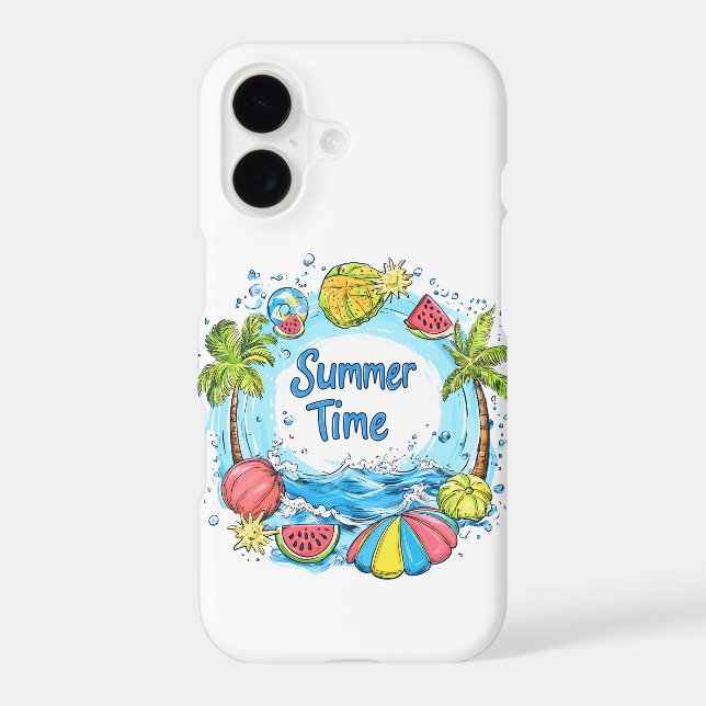Summer Time - Summer Time Beach Illustration iPhone Case (Back)