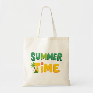 Summer Time - Summer Time with Palm Tree and Sun Tote Bag