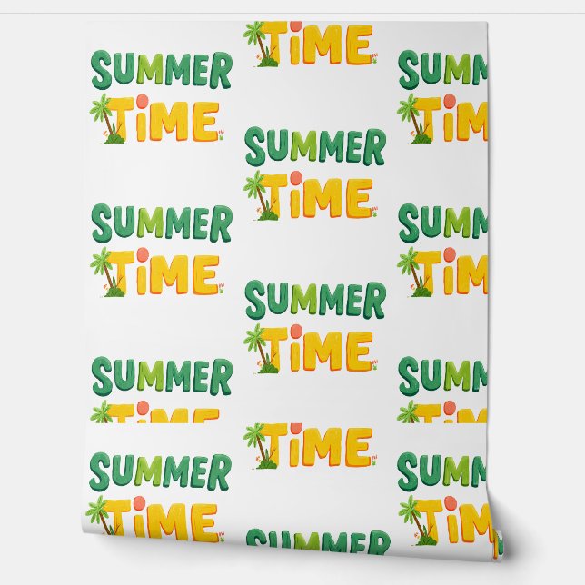 Summer Time - Summer Time with Palm Tree and Sun Wallpaper (Unrolling)