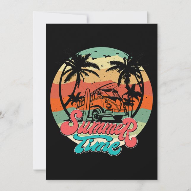 Summer Time Surf Funny Beach Family Vacation Match Invitation (Front)