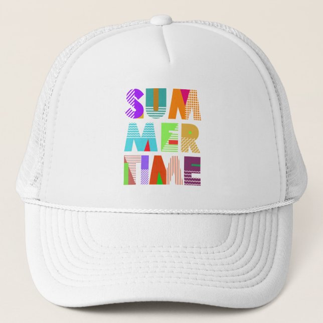 Summer Time Typography Graphic Trucker Hat (Front)