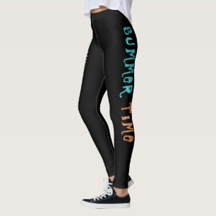 Summer Time Vibes of Sun & Vacation, Sketched Art Leggings