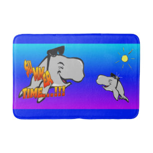 Summer Time Whales Cartoon Bathmat