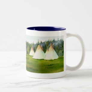 SUMMER TIPI CAMP by SHARON SHARPE Two-Tone Coffee Mug