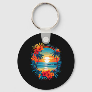 Summer Travel Fun Retro Holiday Camper Beach Sun S Key Ring