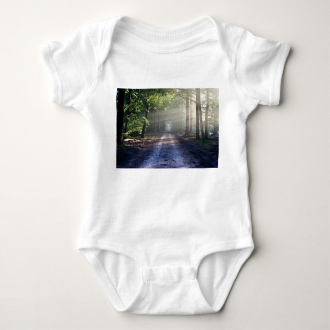 Summer Trees Covering Dirt Road Baby Bodysuit (Front)