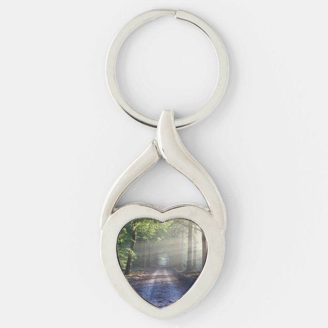 Summer Trees Covering Dirt Road Key Ring (Front)