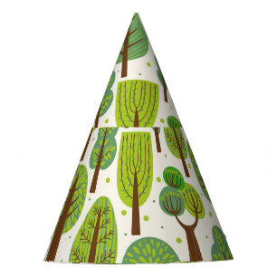 Summer Trees: Green Seamless Pattern Party Hat