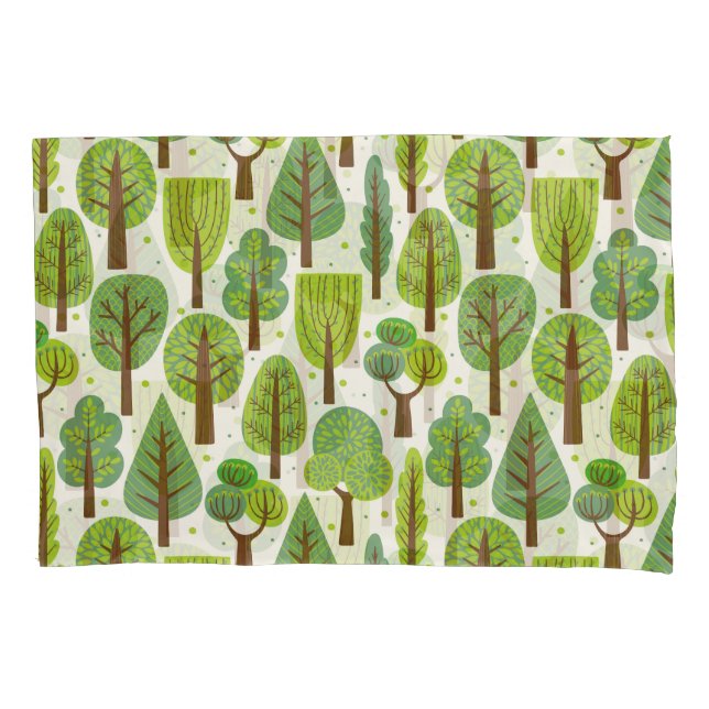 Summer Trees: Green Seamless Pattern Pillowcase (Front)