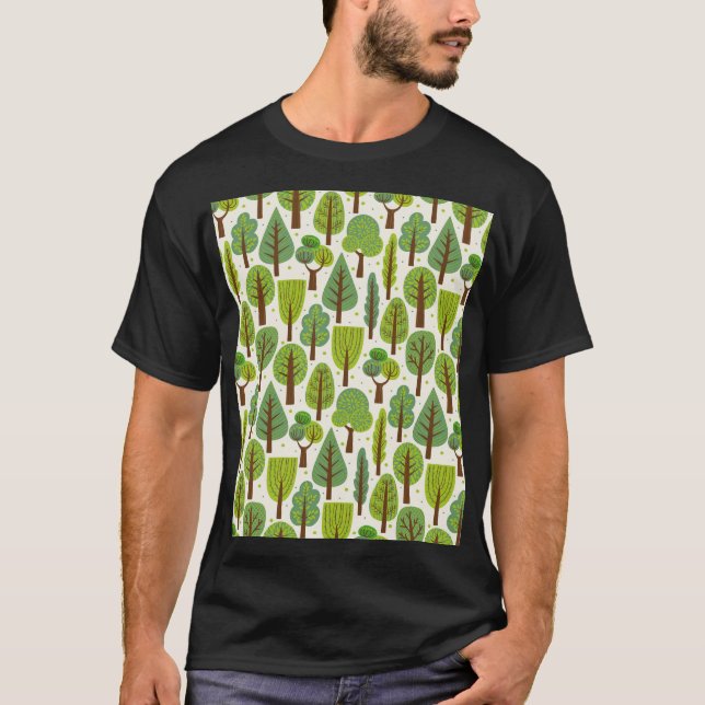 Summer Trees: Green Seamless Pattern T-Shirt (Front)