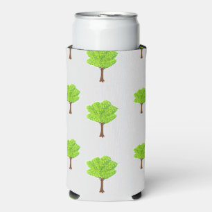 Summer trees on grey seltzer can cooler
