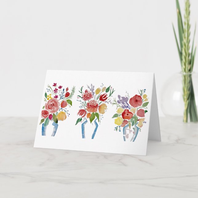 Summer Trio- Floral 5X7 Blank Greeting Card (Front)