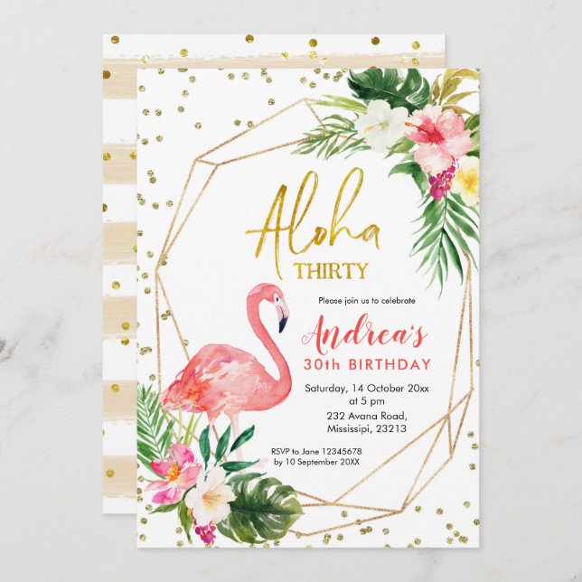 Summer Tropical Aloha Thirty Invitation (Front/Back)