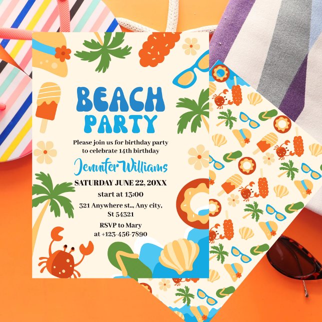 Summer Tropical Beach for girls Party Birthday  Invitation (Creator Uploaded)