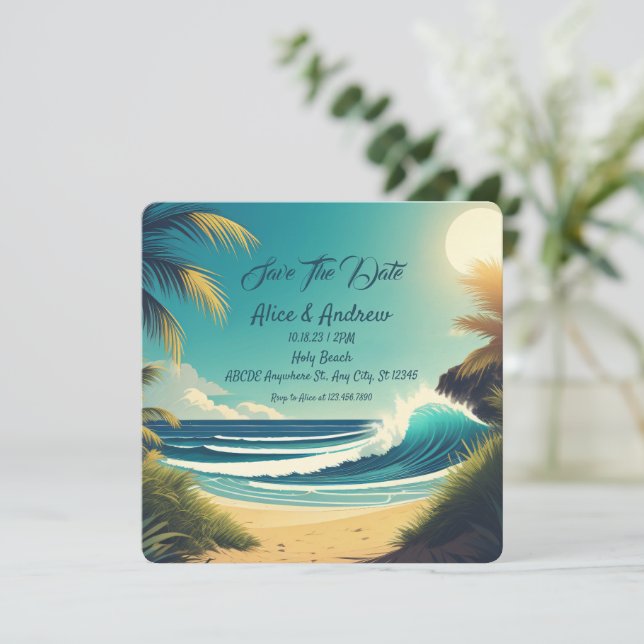 Summer tropical beach  holiday card (Standing Front)