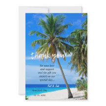Summer Tropical Beach Palm Wedding Thank you CARD