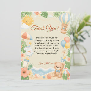 Summer Tropical Beach Teddy Bear Thank You! Card
