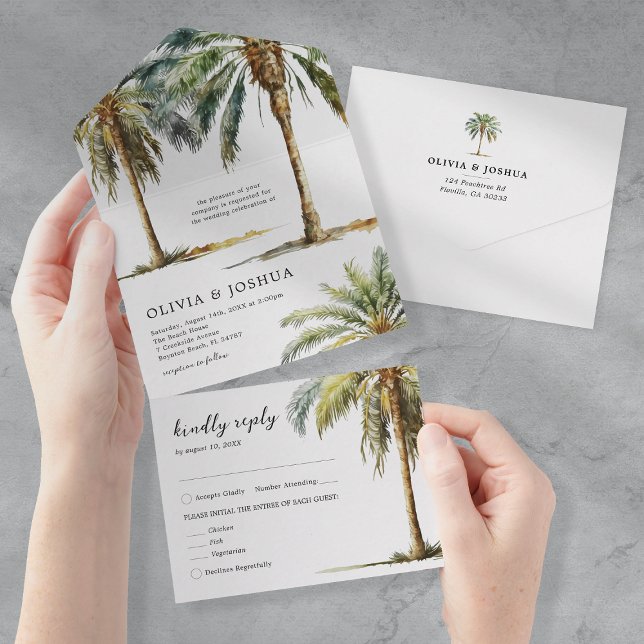 Summer Tropical Beach Wedding All In One Invitation (Creator Uploaded)