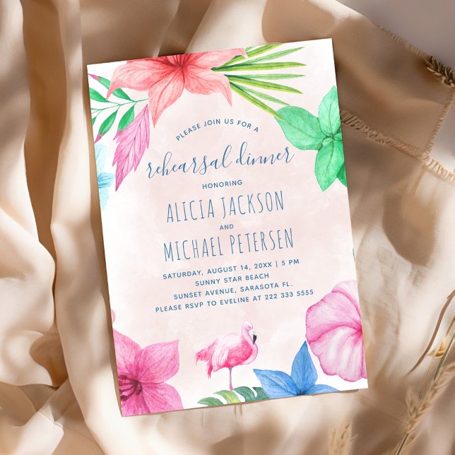 Summer tropical beach wedding rehearsal dinner invitation (Creator Uploaded)