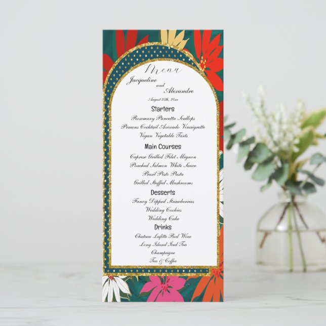 Summer Tropical Big Flowers & Arch Wedding  Menu (Standing Front)