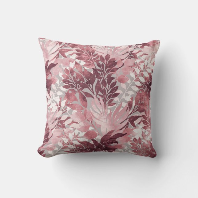 Summer Tropical Blush Pink Foliage Vintage Design Cushion (Front)