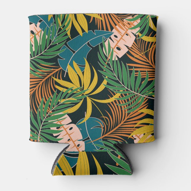 Summer Tropical Bright Plants Pattern Can Cooler (Front)