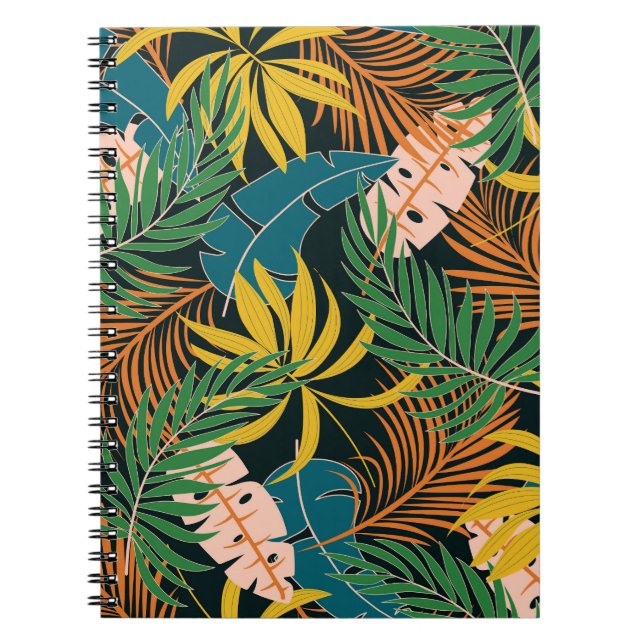 Summer Tropical Bright Plants Pattern Notebook (Front)