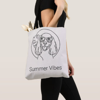 Summer Tropical Cocker Spaniel Line Art Tote Bag