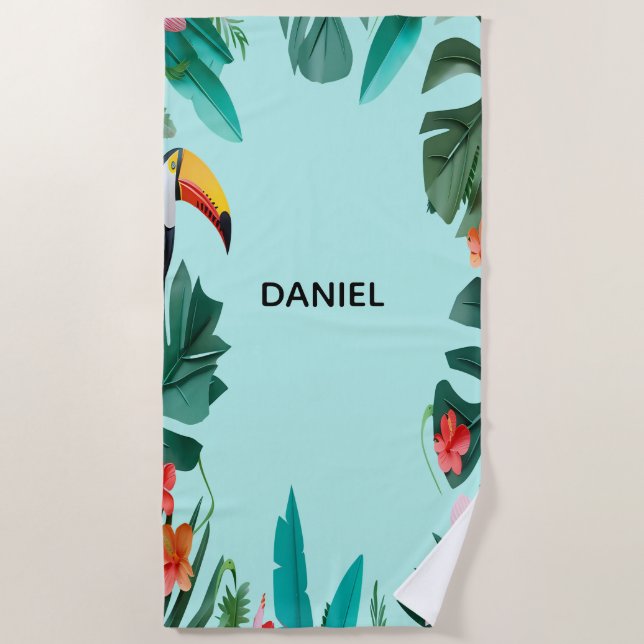  Summer  Tropical Floral  Beach Towel (Front)