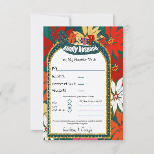 Summer Tropical Flowers & Arch RSVP Card