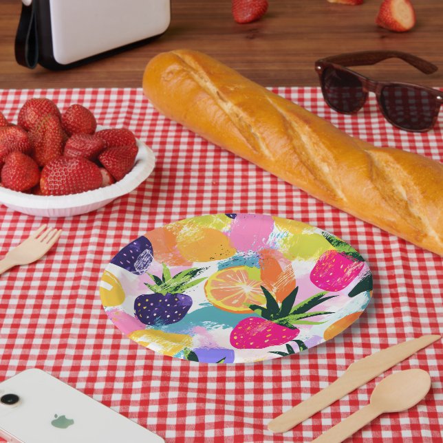 Summer Tropical Fruit Fiesta  Paper Plate (Picnic)