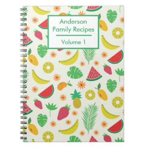 Summer Tropical Fruits Personalised Recipe Notebook