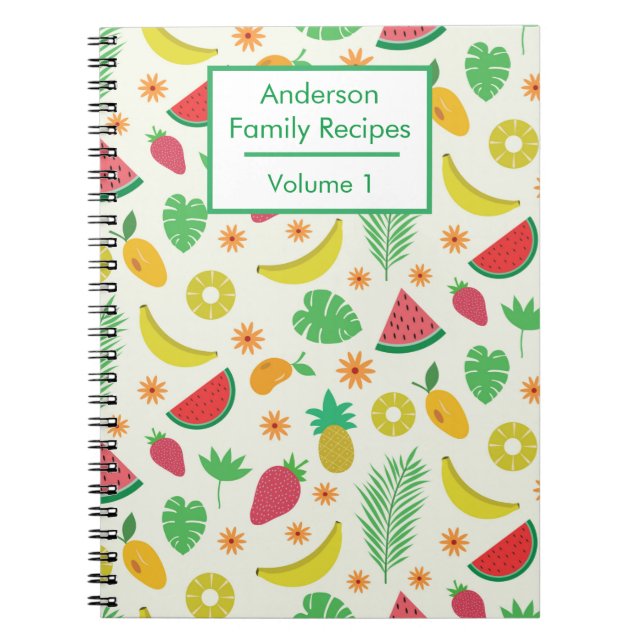 Summer Tropical Fruits Personalised Recipe   Notebook (Front)