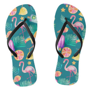 Summer Tropical Fun Teal Pattern Jandals