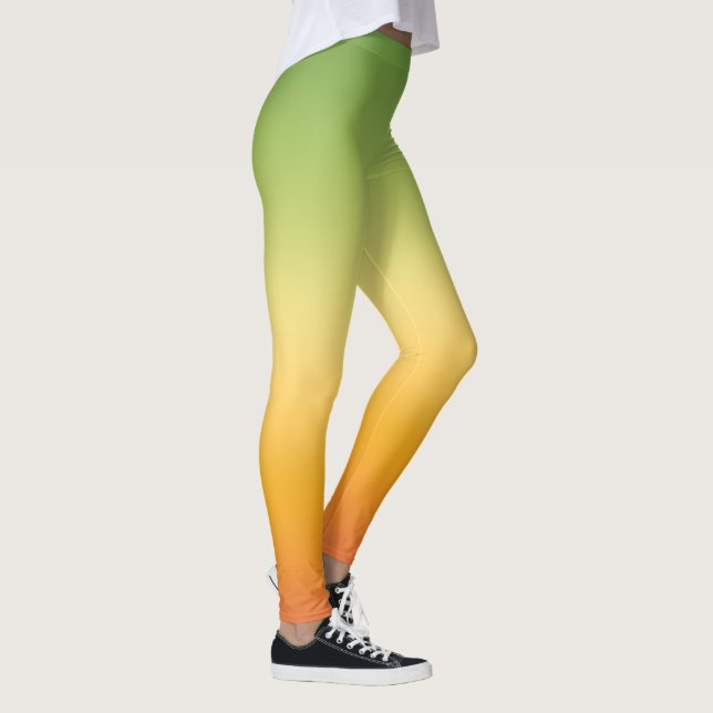 Summer Tropical Gradient Orange Lemon Lime Ombre Leggings (Right)